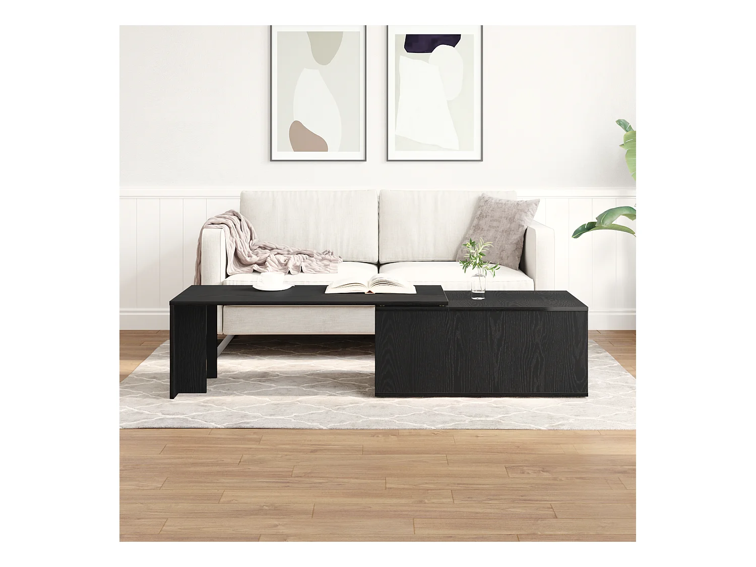 Table basse en chêne noir 150x50x35 cm en bois composite