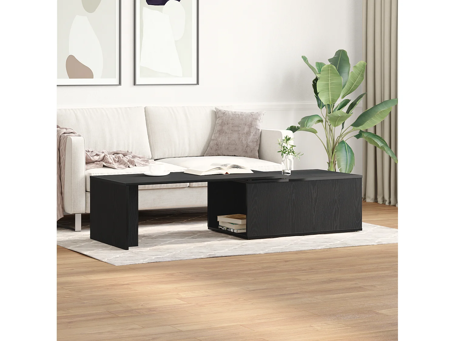 Table basse en chêne noir 150x50x35 cm en bois composite