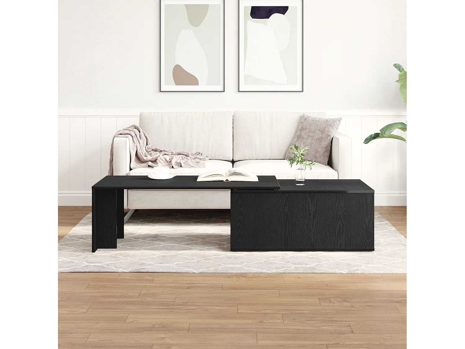 Table basse en chêne noir 150x50x35 cm en bois composite