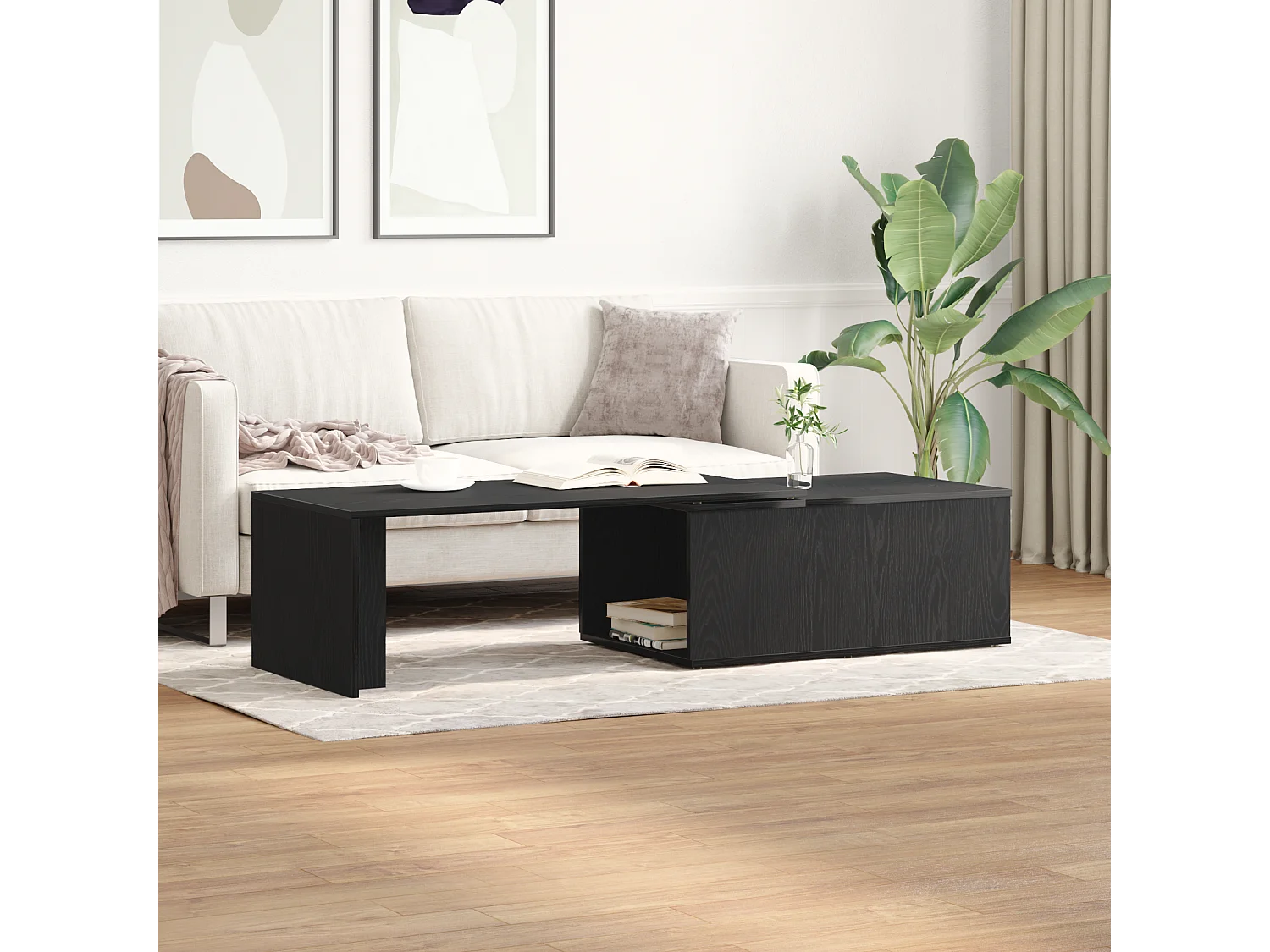 Table basse en chêne noir 150x50x35 cm en bois composite