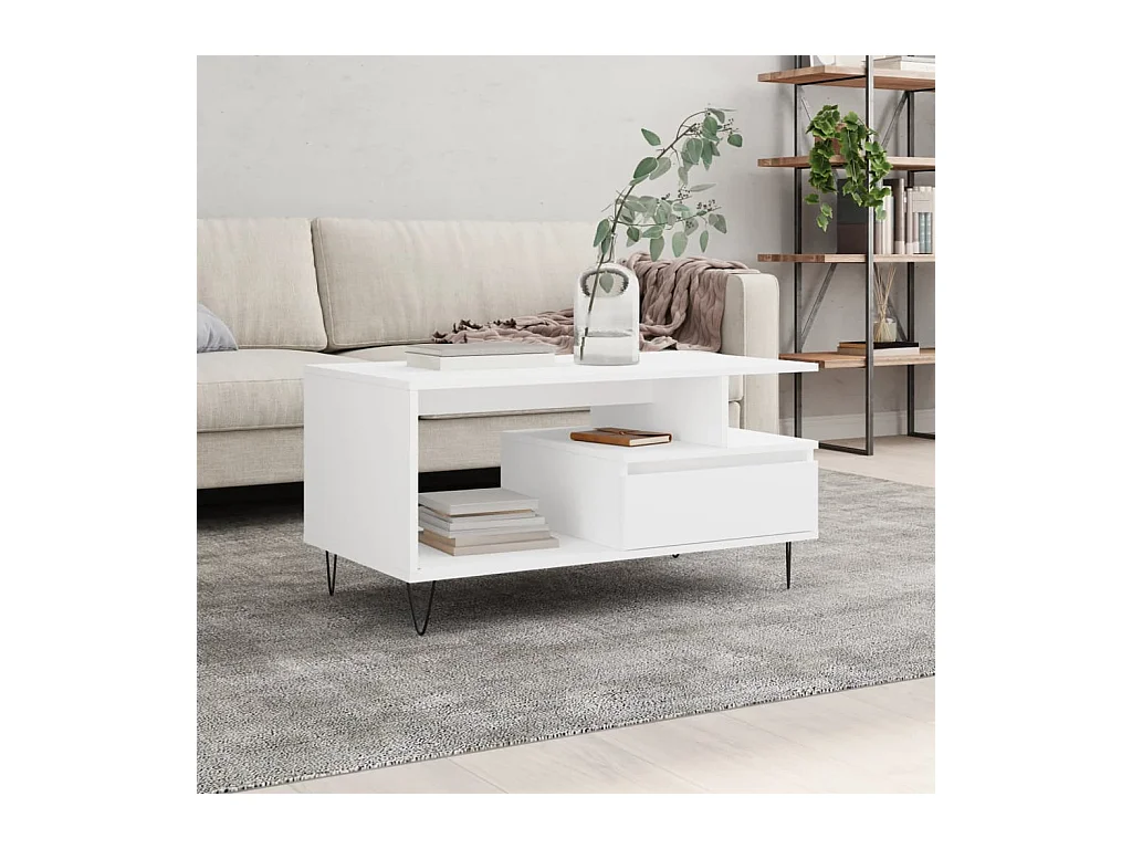 Table basse Blanc 90x49x45 cm Bois d'ingénierie