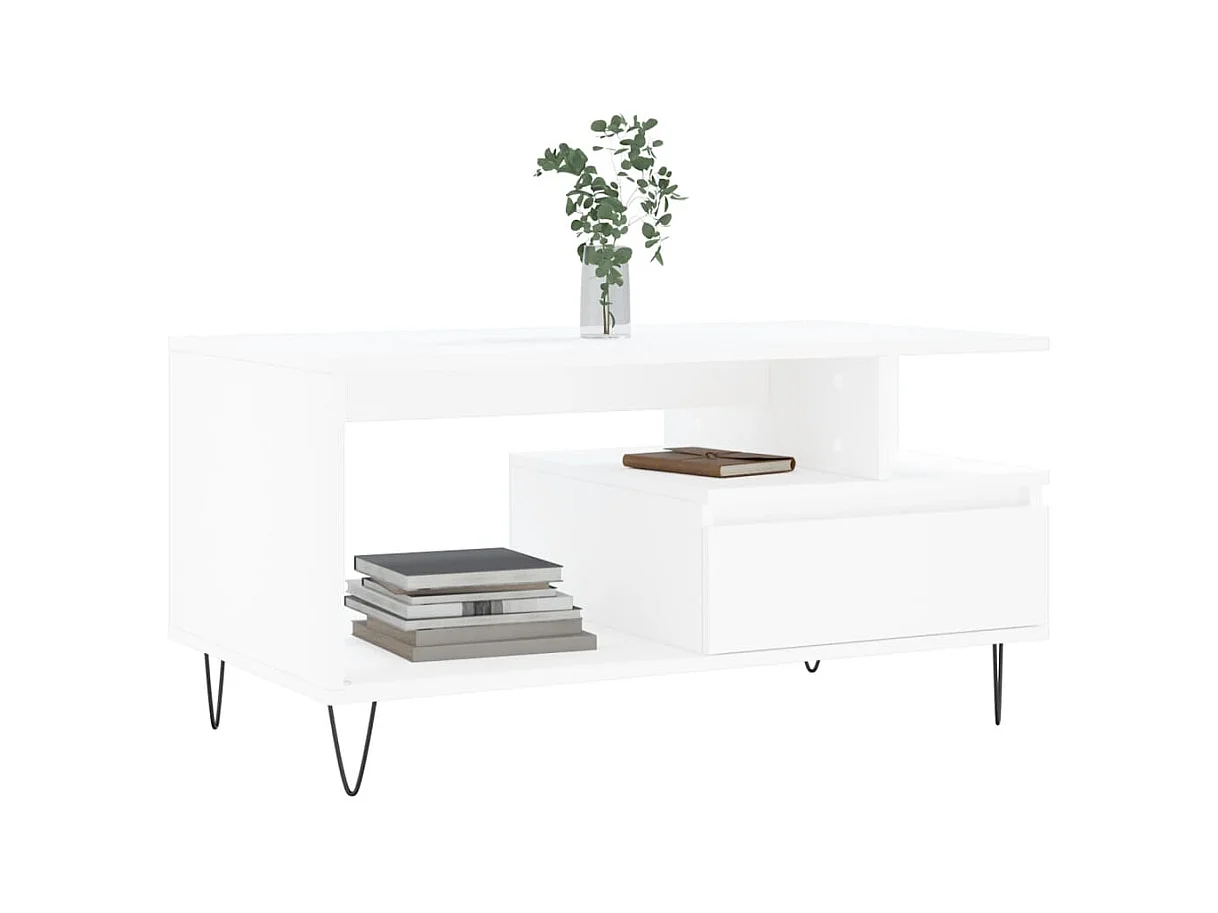 Table basse Blanc 90x49x45 cm Bois d'ingénierie