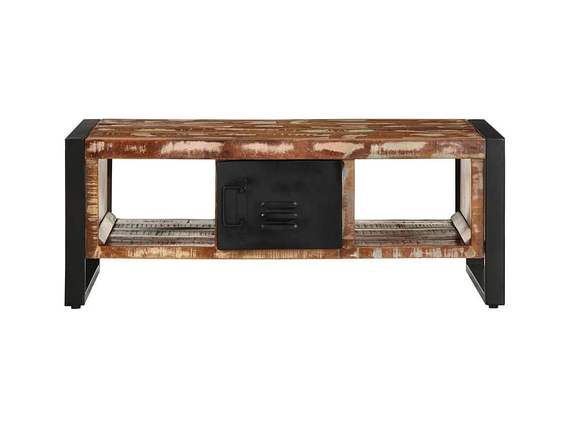 Veelkleurige salontafel 90x50x36 cm massief gerecycled hout