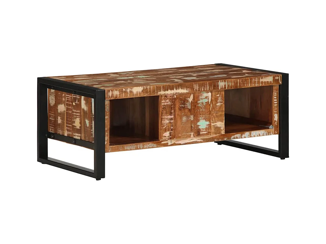Veelkleurige salontafel 90x50x36 cm massief gerecycled hout