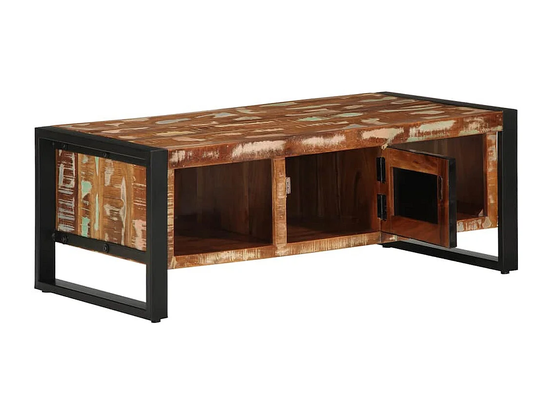 Veelkleurige salontafel 90x50x36 cm massief gerecycled hout