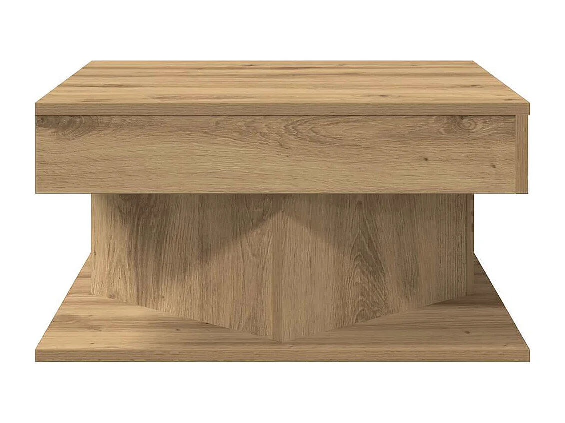 Table basse chêne artisanal 55x55x30 cm bois d'ingénierie