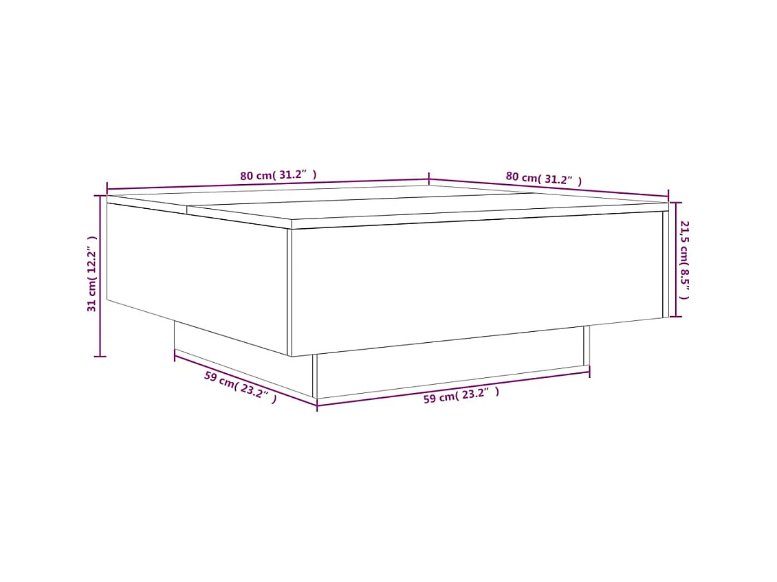 Tavolino Sonoma grigio 80x80x31 cm in legno ingegnerizzato