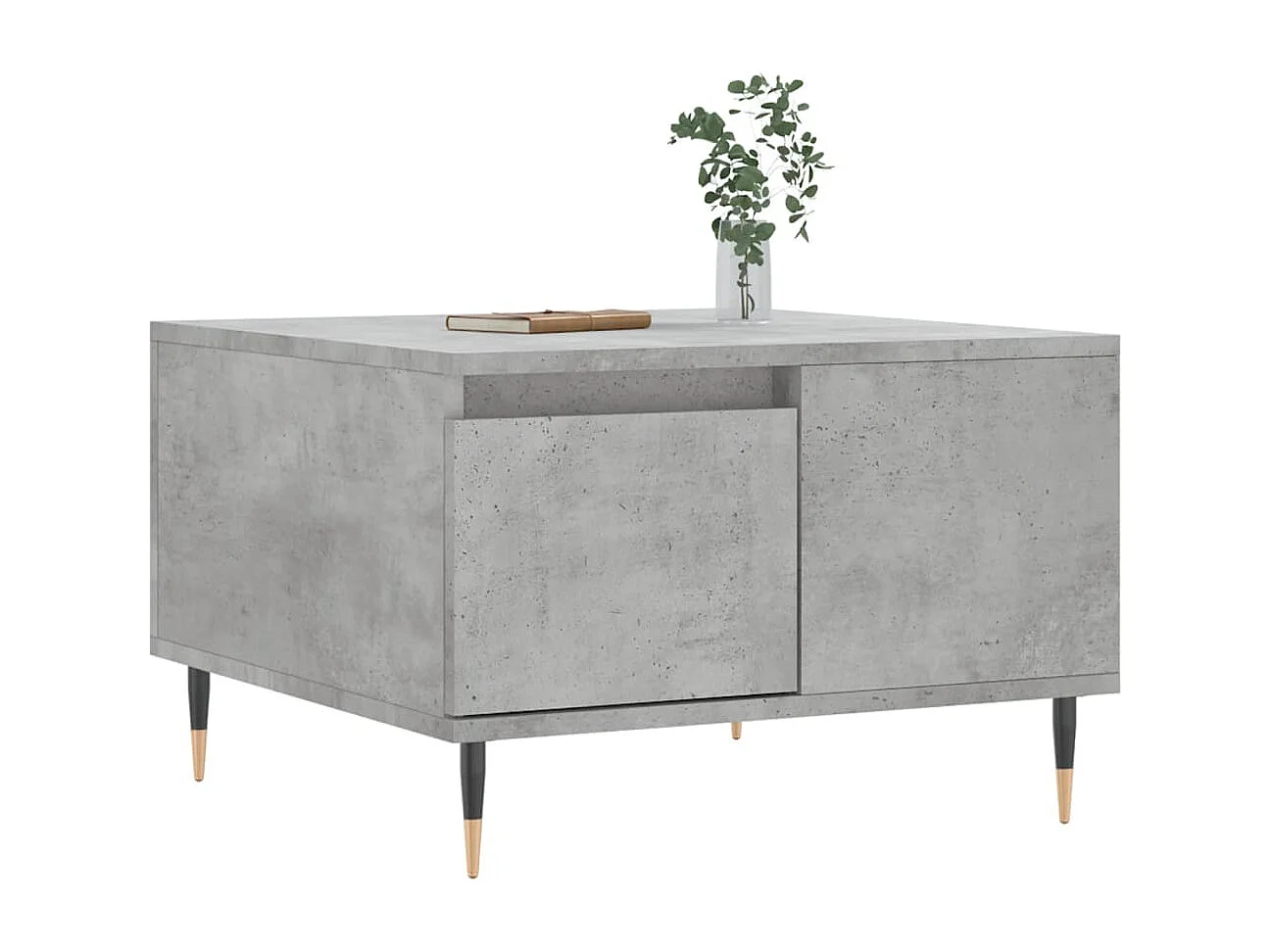 Betongrijze salontafel 55x55x36,5 cm bewerkt hout