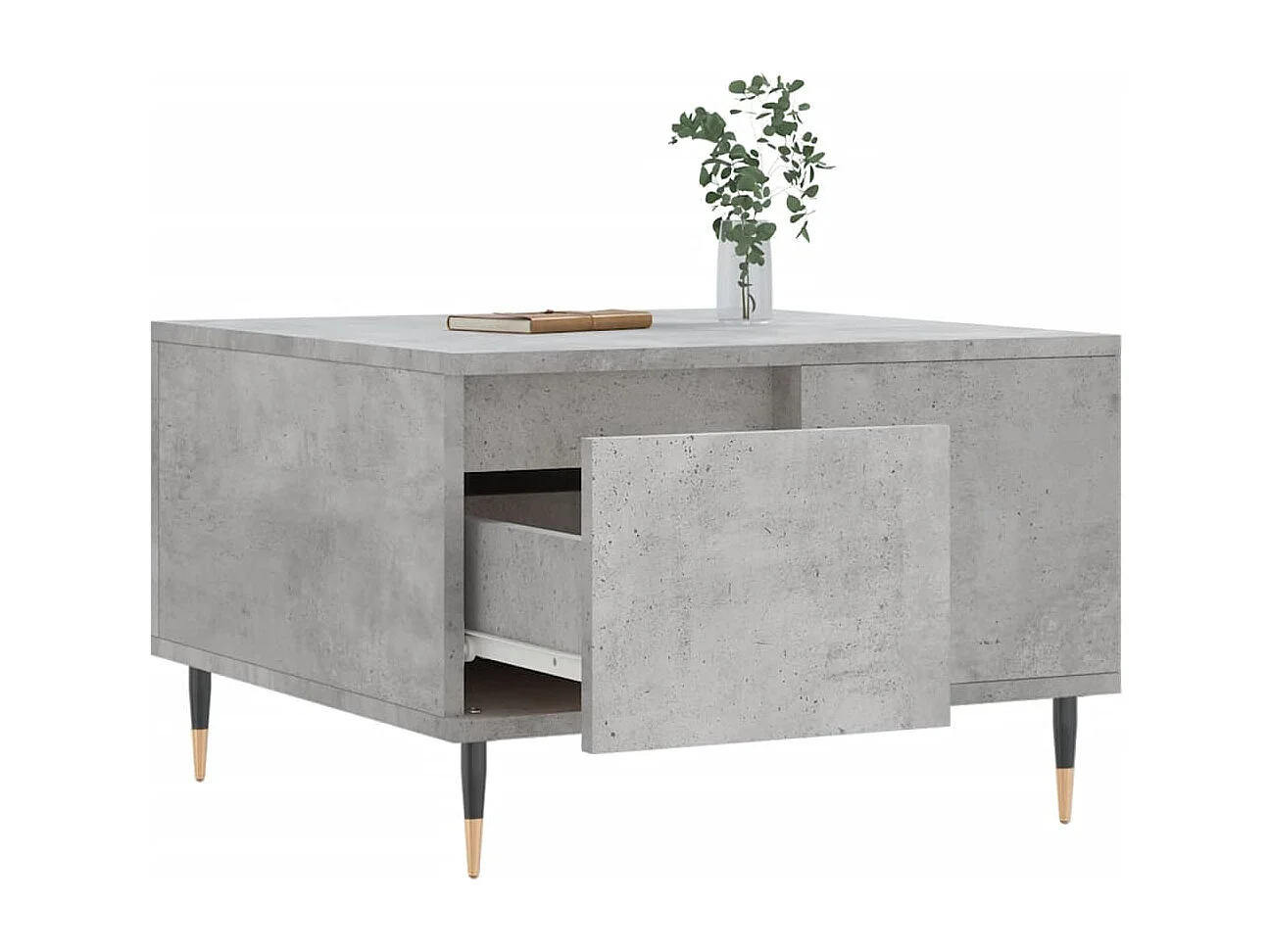 Betongrijze salontafel 55x55x36,5 cm bewerkt hout