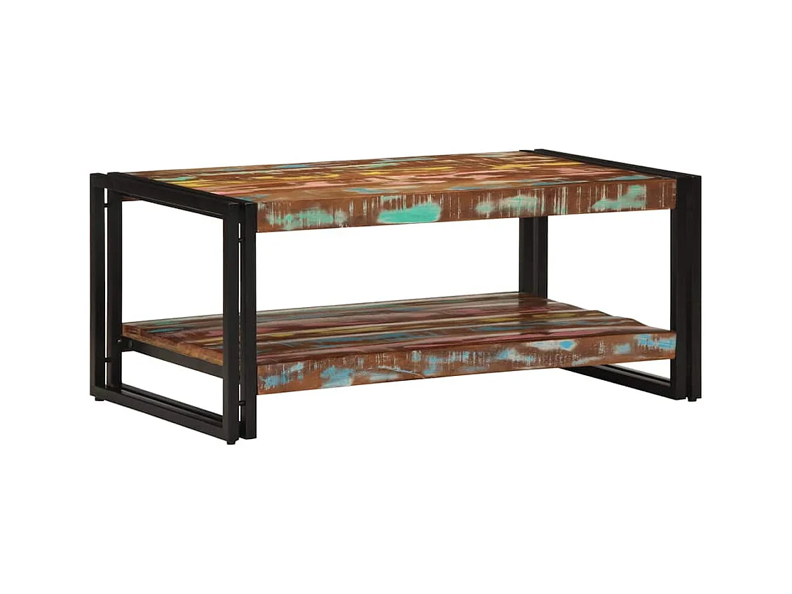 Veelkleurige salontafel 90x50x38 cm massief gerecycled hout