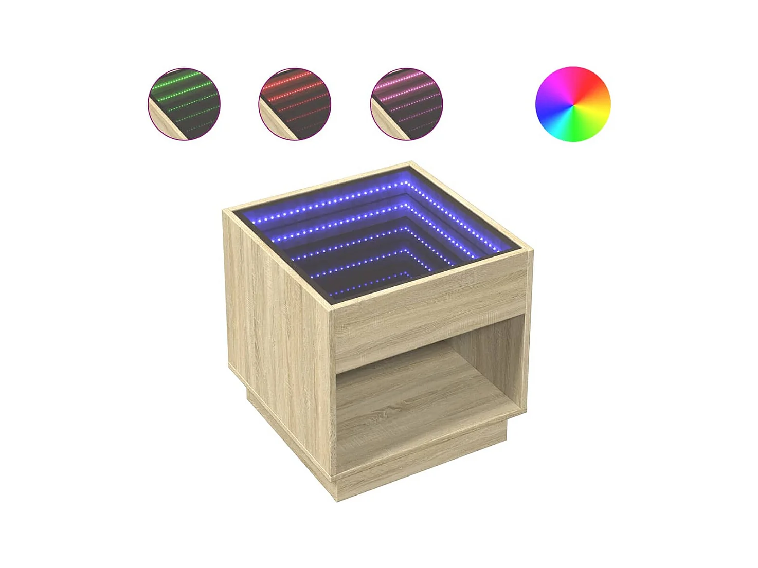 Table basse avec LED infini chêne sonoma 50x50x50 cm