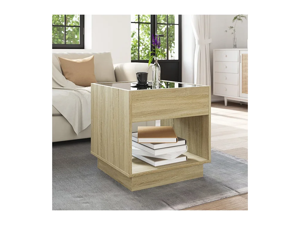 Table basse avec LED infini chêne sonoma 50x50x50 cm