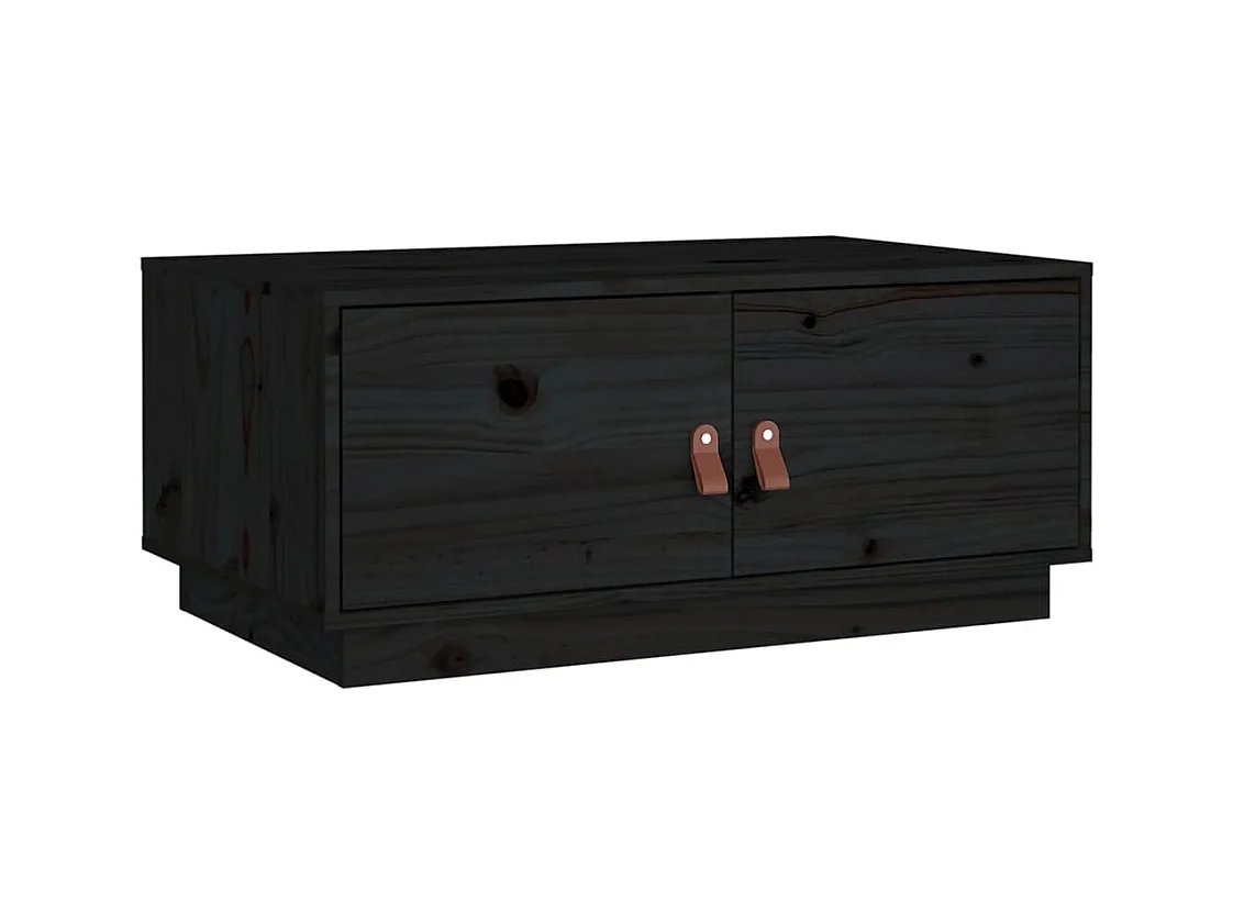 Table basse Noir 80x50x35 cm Bois massif de pin