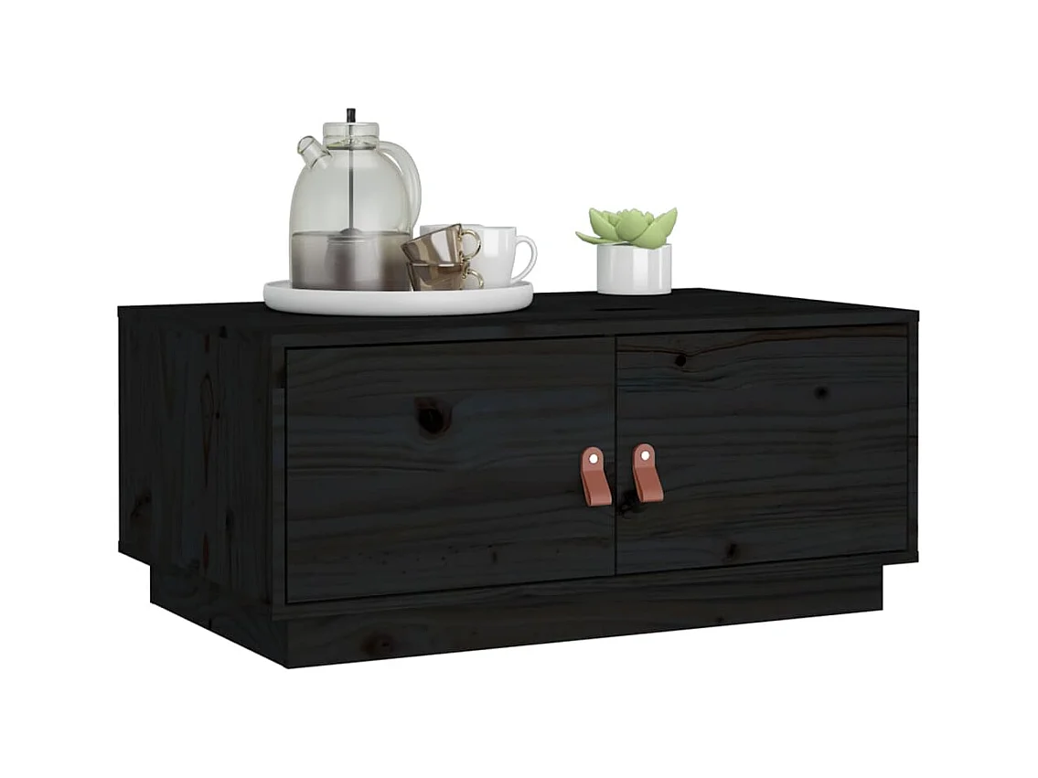 Table basse Noir 80x50x35 cm Bois massif de pin