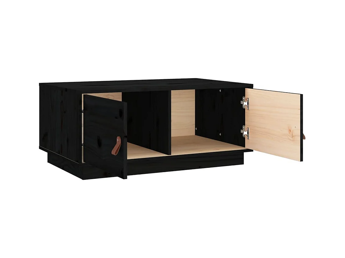Table basse Noir 80x50x35 cm Bois massif de pin