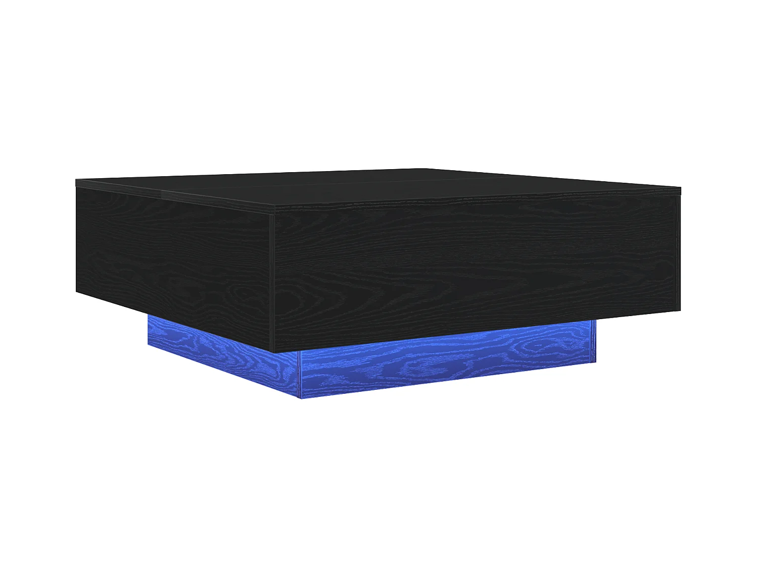 Table basse avec lumières LED Chêne noir 80x80x31 cm