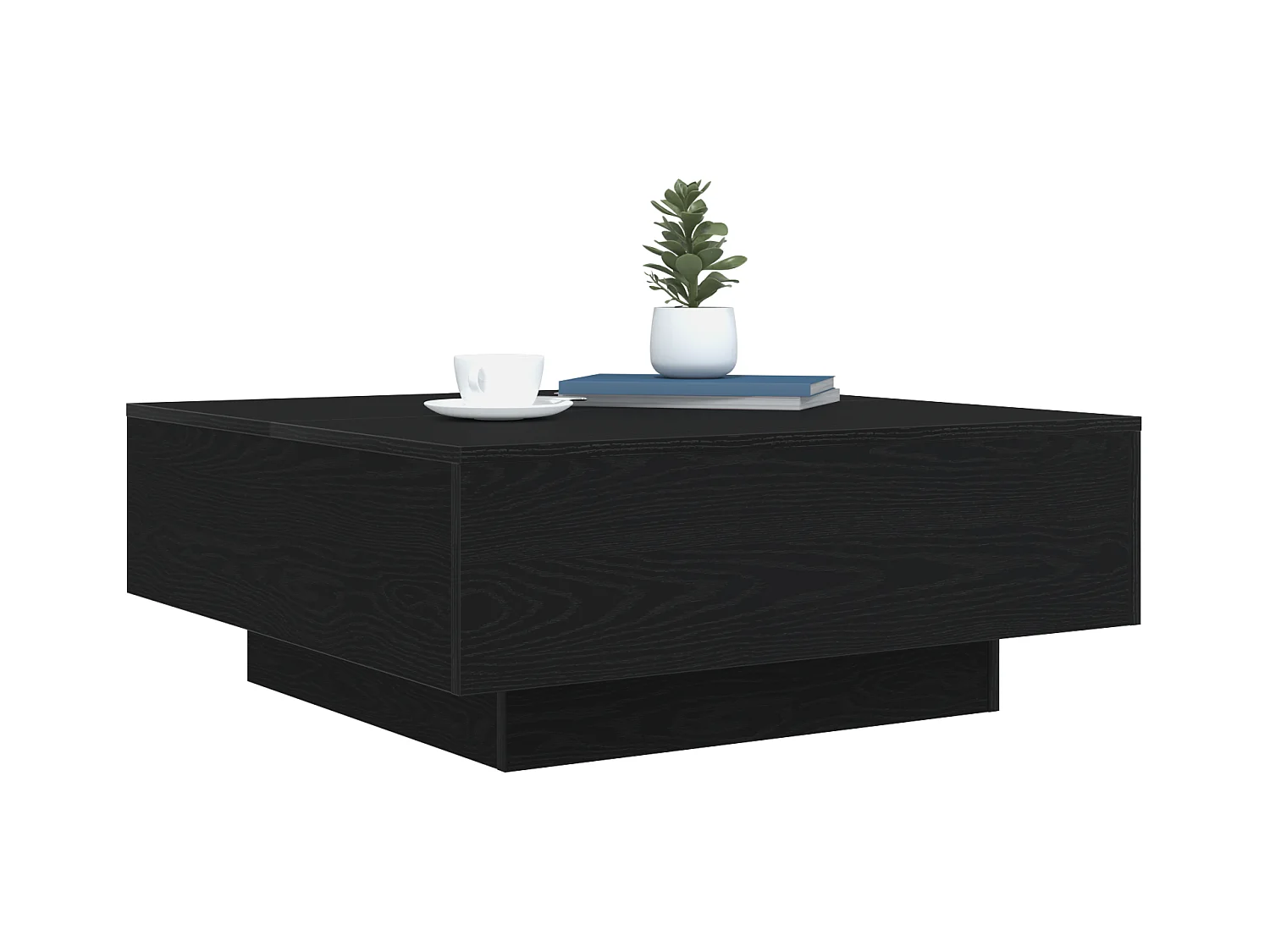 Table basse avec lumières LED Chêne noir 80x80x31 cm