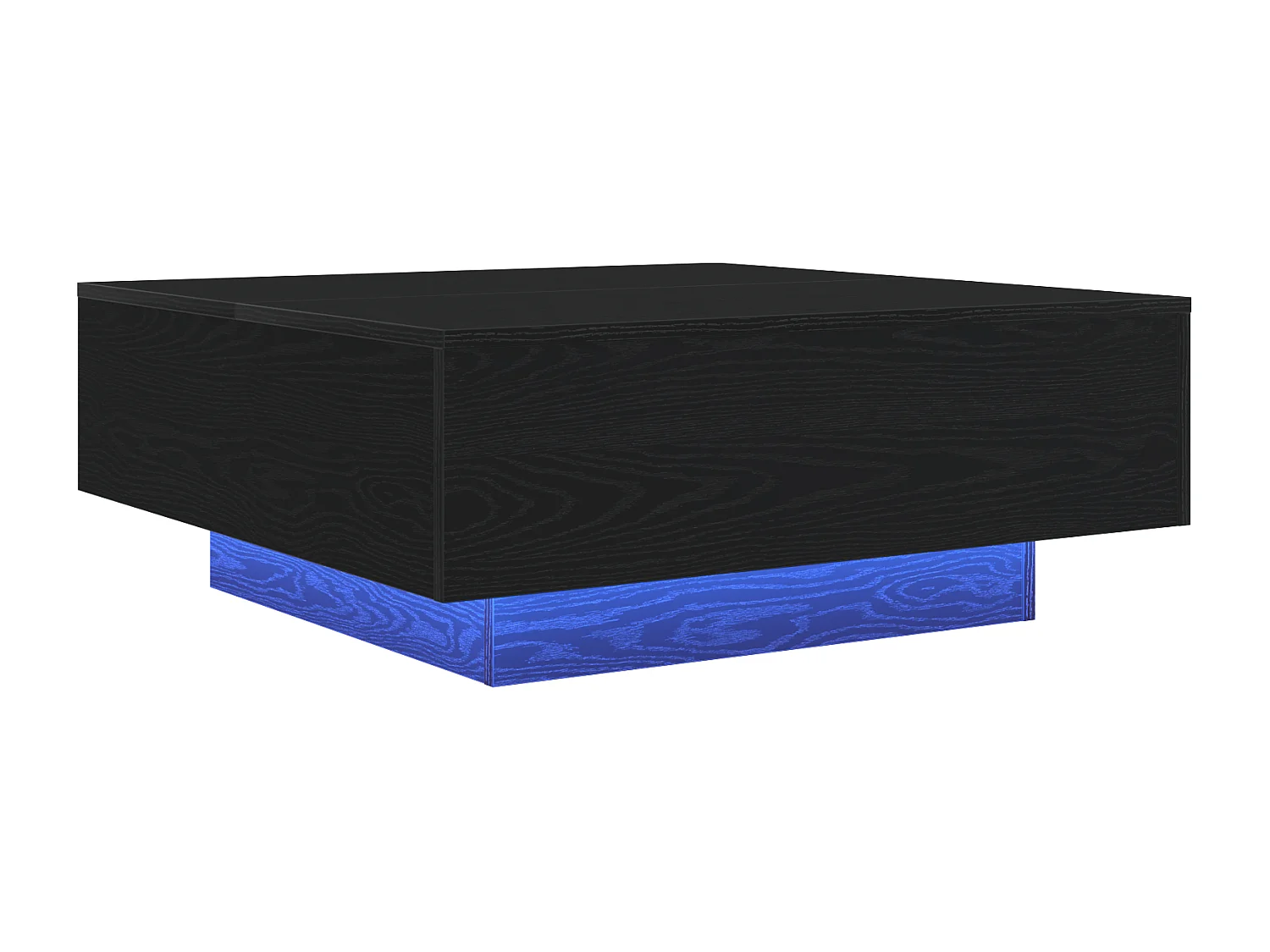 Table basse avec lumières LED Chêne noir 80x80x31 cm
