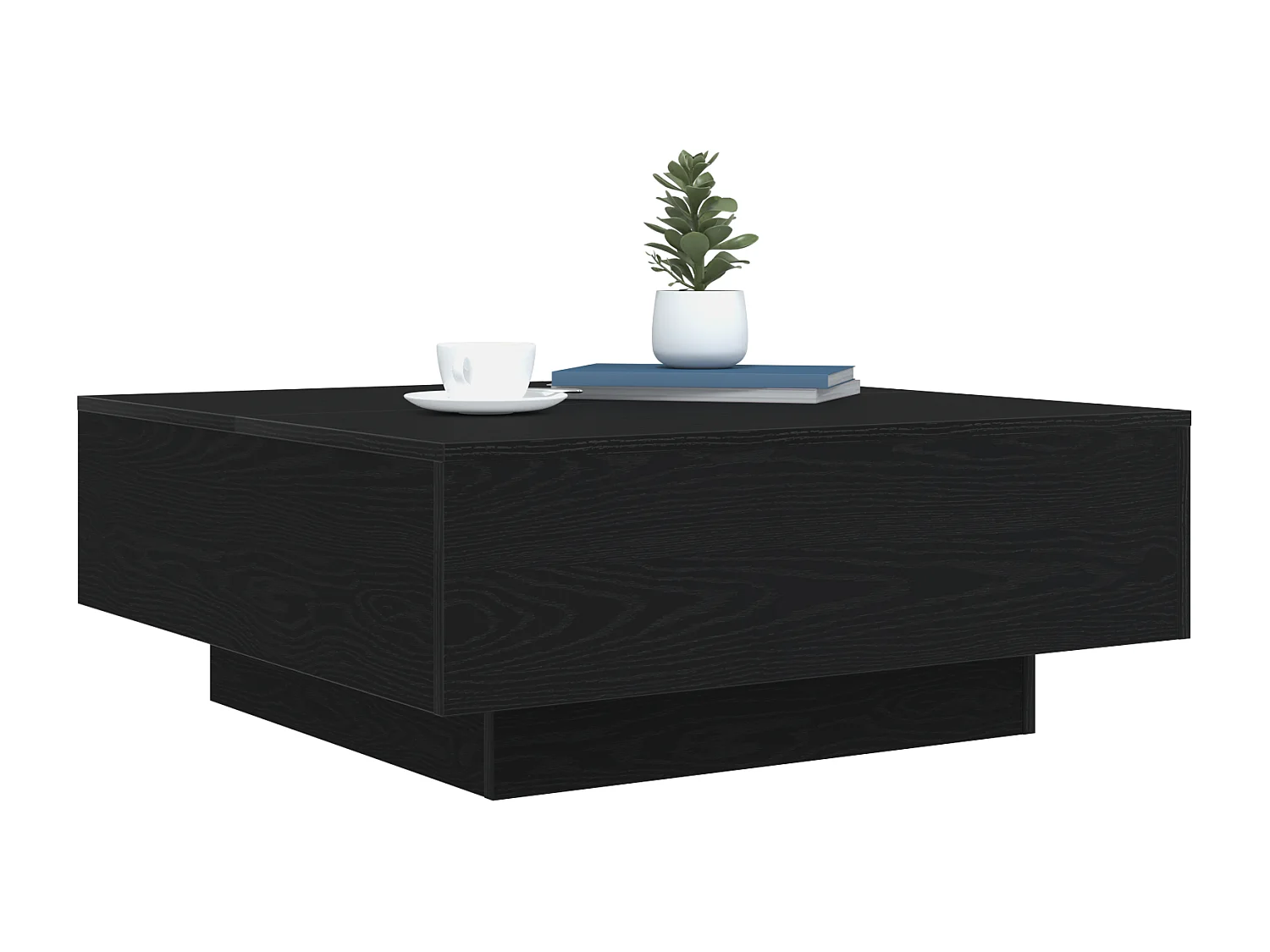 Table basse avec lumières LED Chêne noir 80x80x31 cm