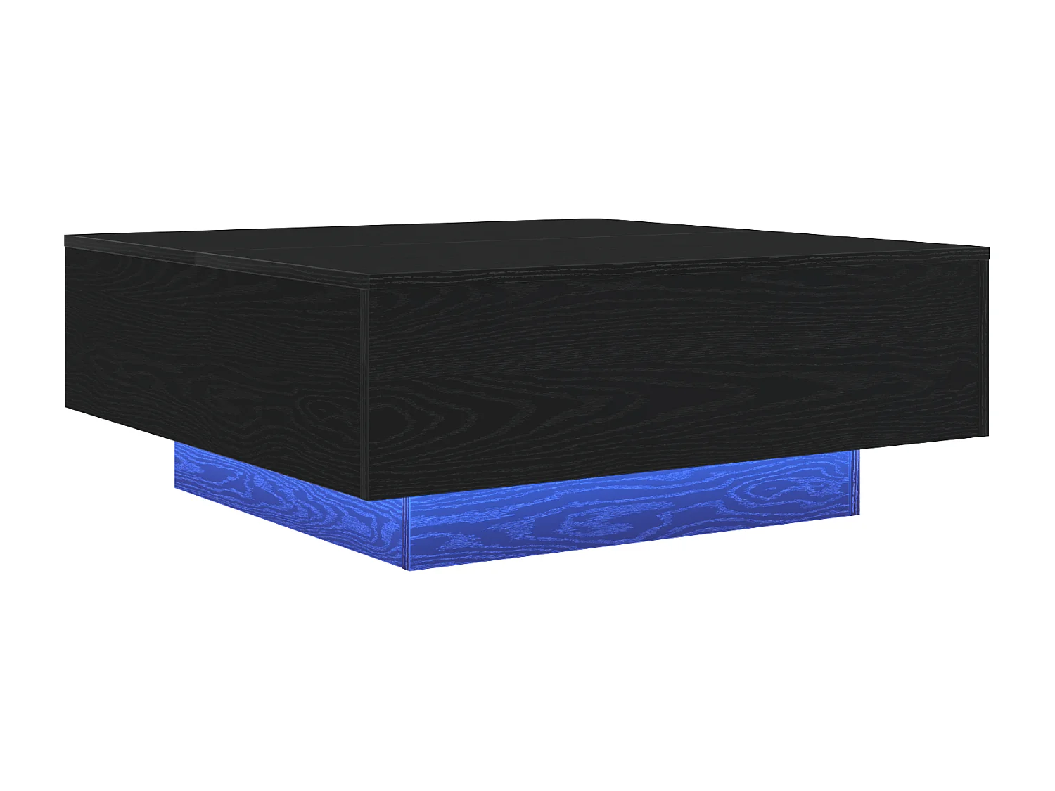 Table basse avec lumières LED Chêne noir 80x80x31 cm