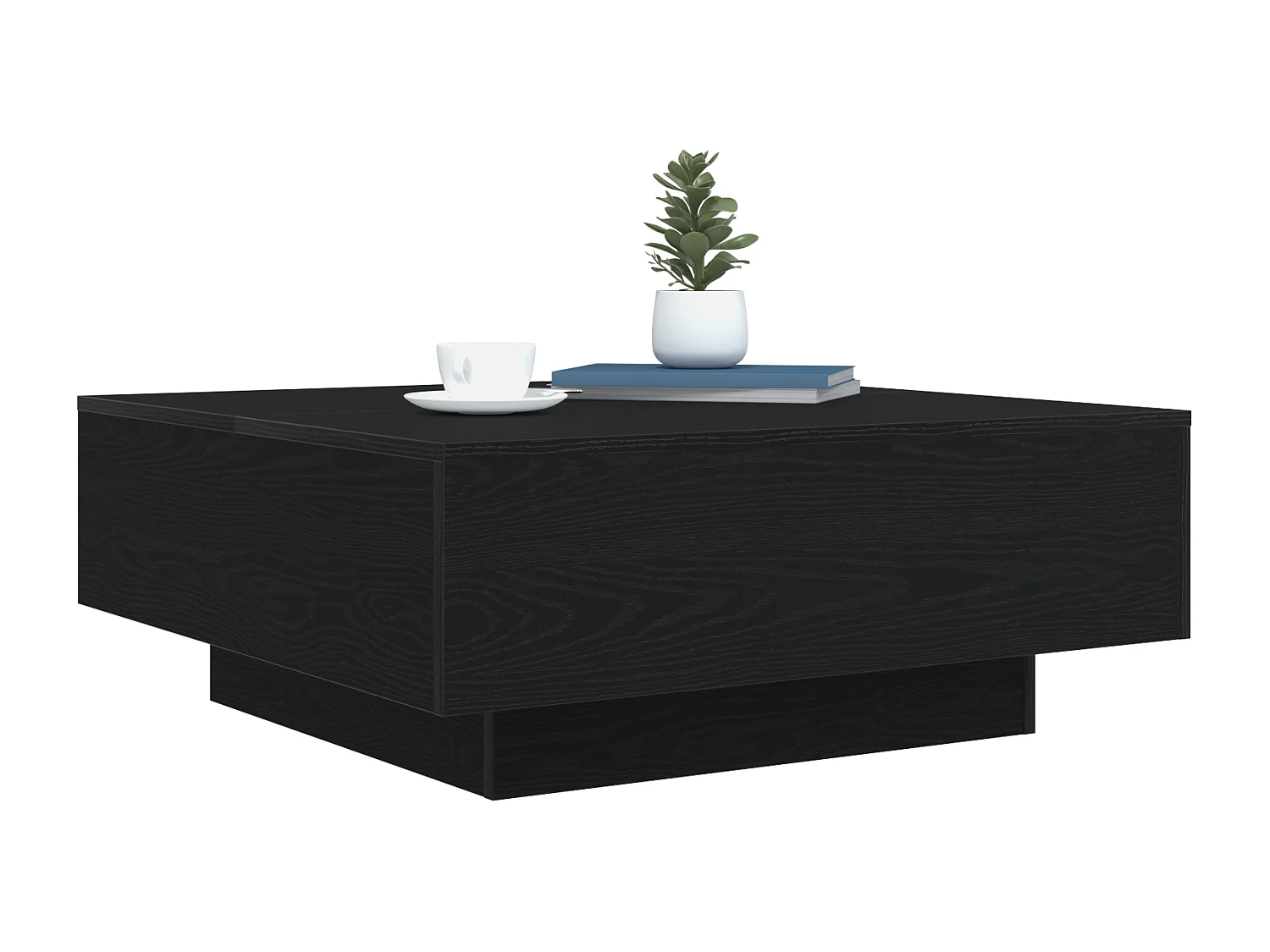 Table basse avec lumières LED Chêne noir 80x80x31 cm