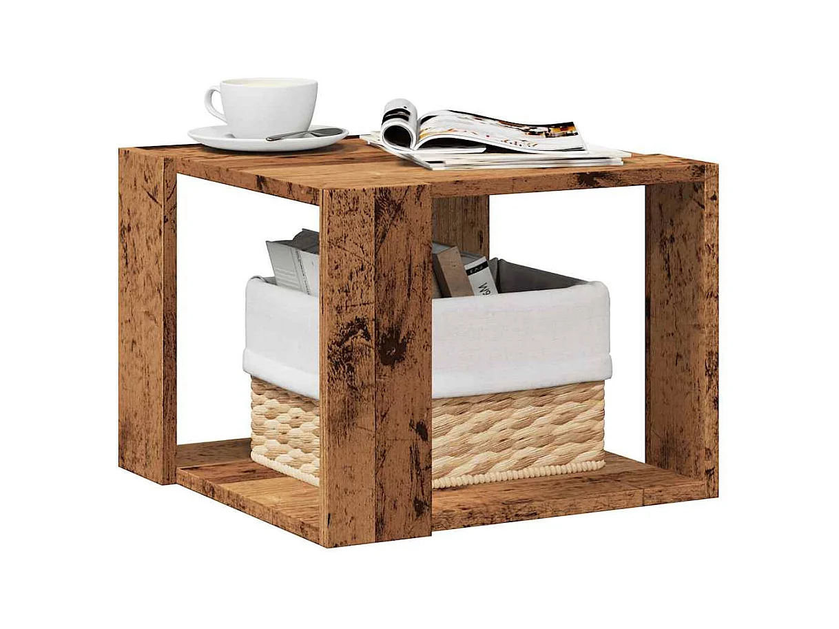 Table basse vieux bois 40x40x30 cm bois d'ingénierie