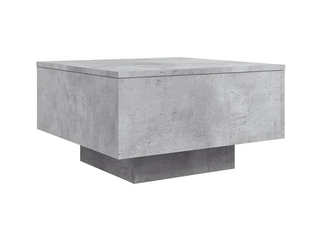 Salontafel met ledverlichting, betongrijs, 55x55x31 cm