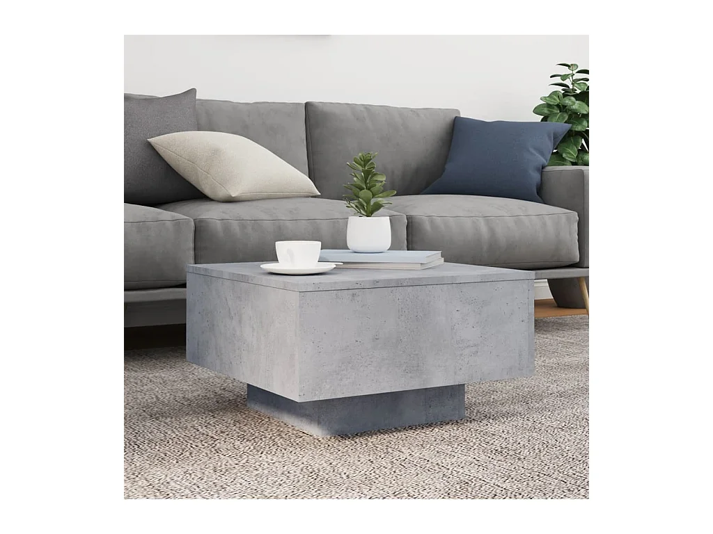 Salontafel met ledverlichting, betongrijs, 55x55x31 cm
