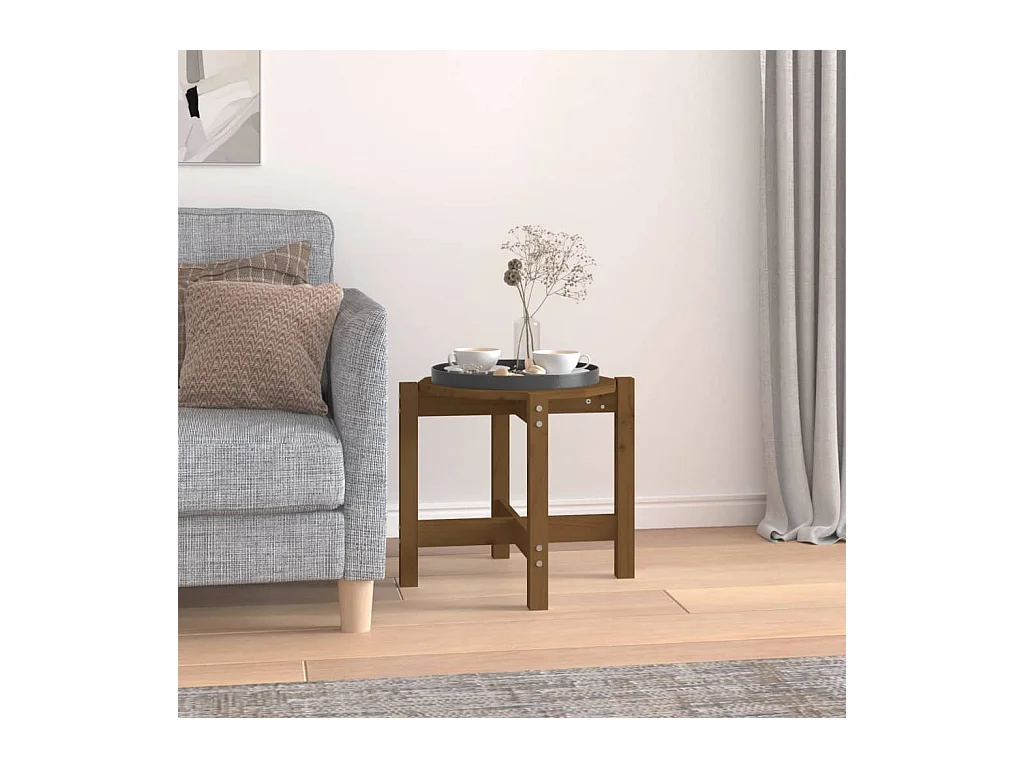 Table basse Marron miel Ø 52,5x45 cm Bois massif de pin