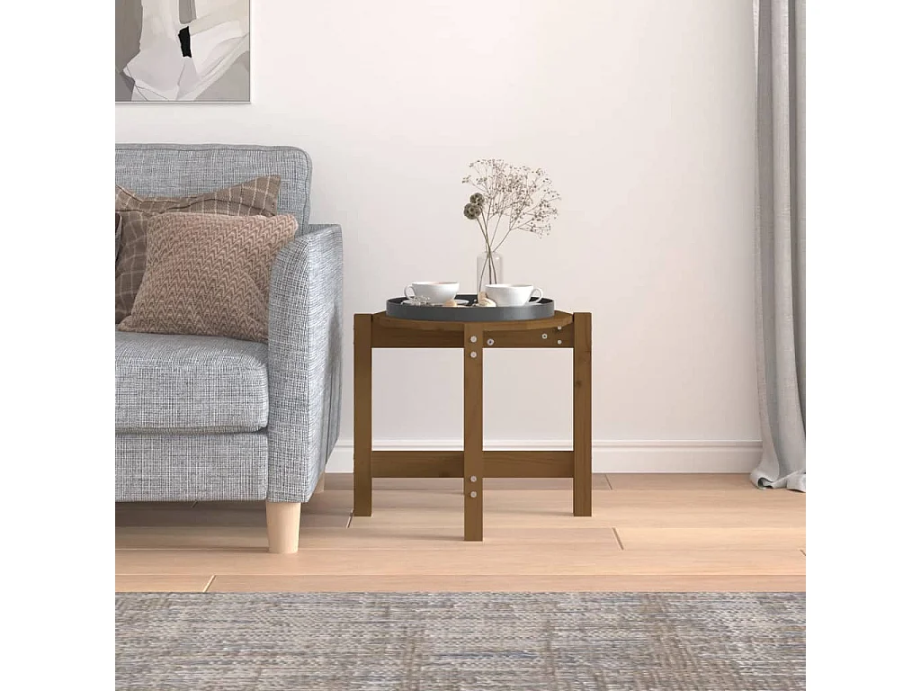 Table basse Marron miel Ø 52,5x45 cm Bois massif de pin