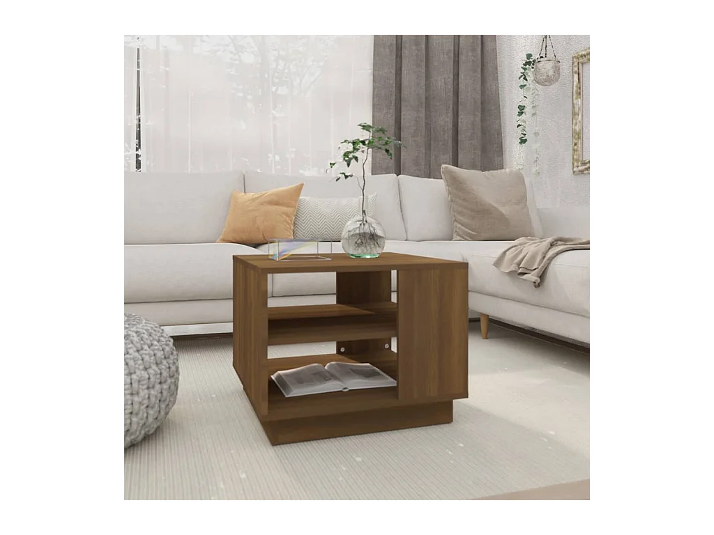 Table basse chêne marron 55x55x43 cm bois d'ingénierie