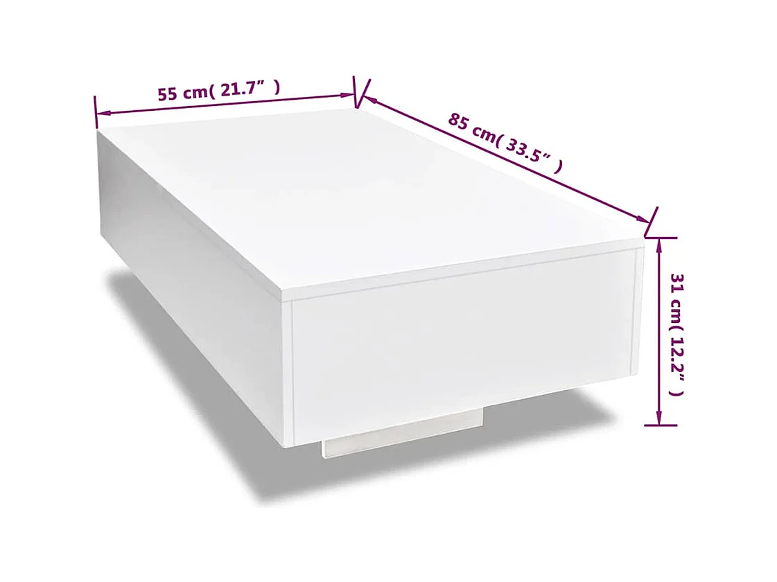 Table basse blanc brillant