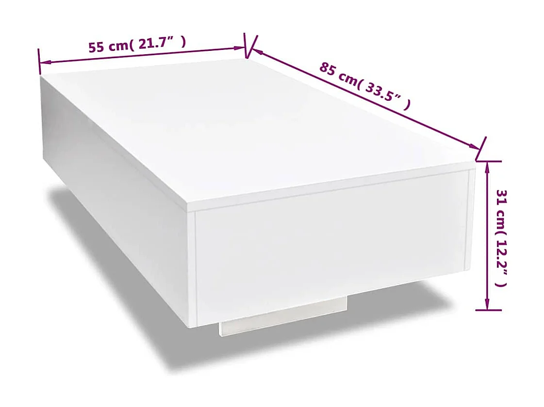 Table basse blanc brillant