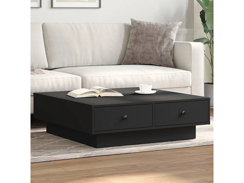 Zwarte salontafel 90x90x28 cm Spaanplaat