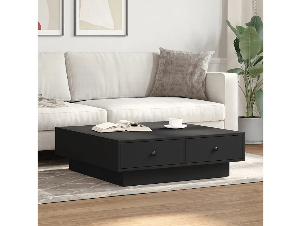 Schwarzer Couchtisch 90x90x28 cm Spanplatte