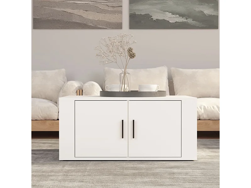 Table basse Blanc 80x50x36 cm Bois d'ingénierie