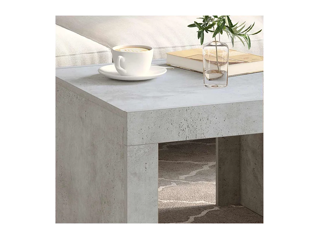 Table basse gris béton 50x50x35 cm bois d'ingénierie