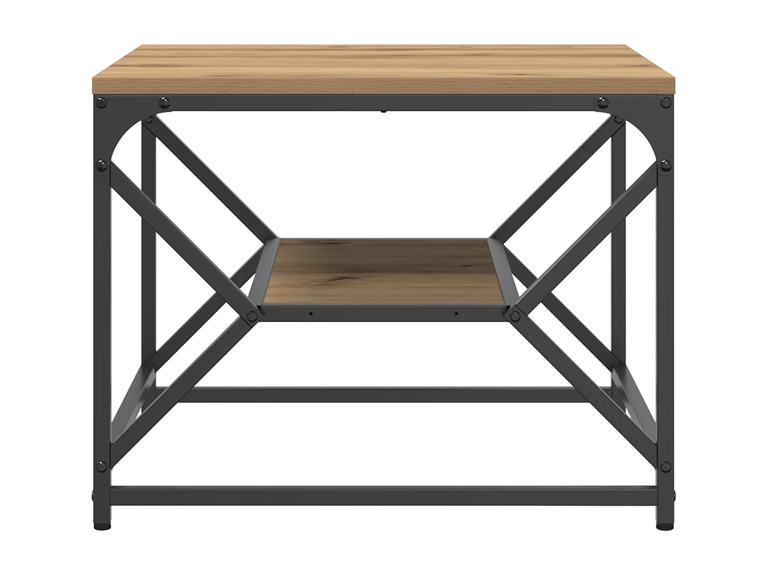 Table basse avec étagère en chêne, 51x50x40 cm, en bois d'ingénierie