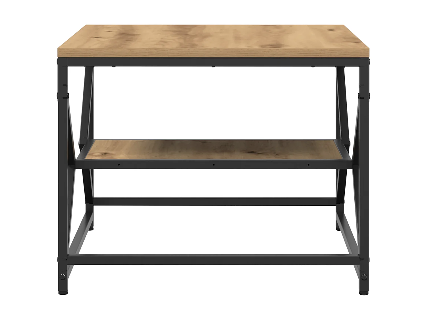 Table basse avec étagère en chêne, 51x50x40 cm, en bois d'ingénierie