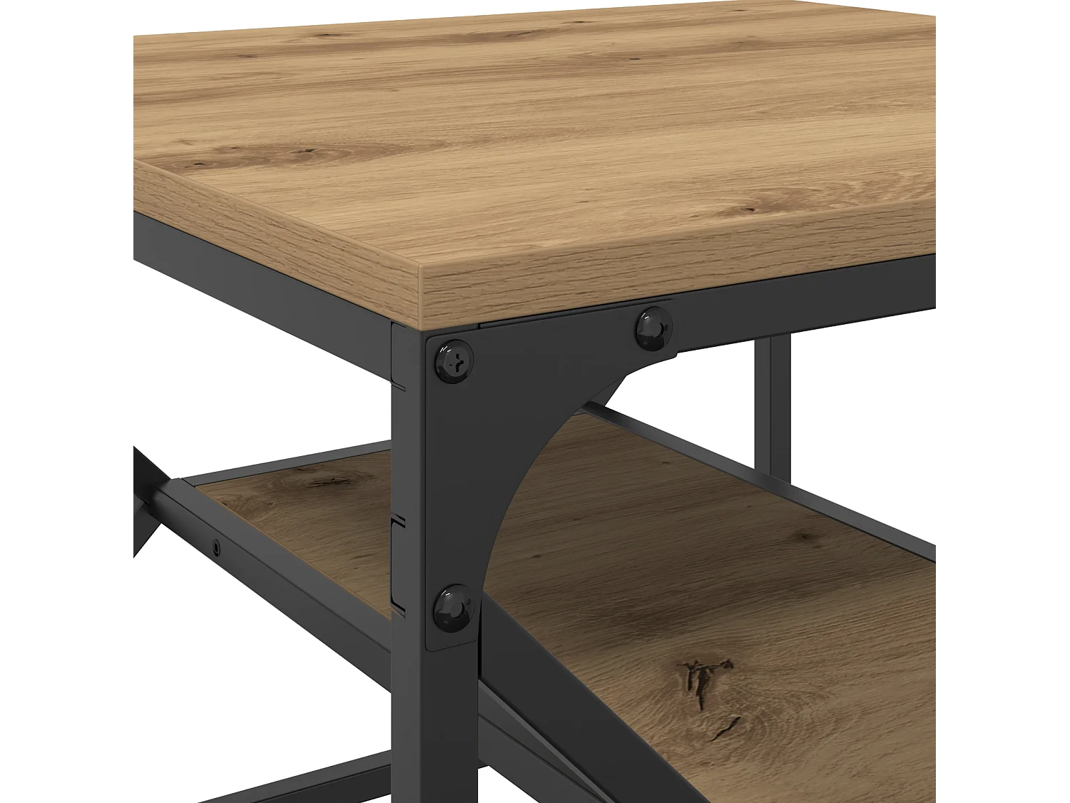 Table basse avec étagère en chêne, 51x50x40 cm, en bois d'ingénierie