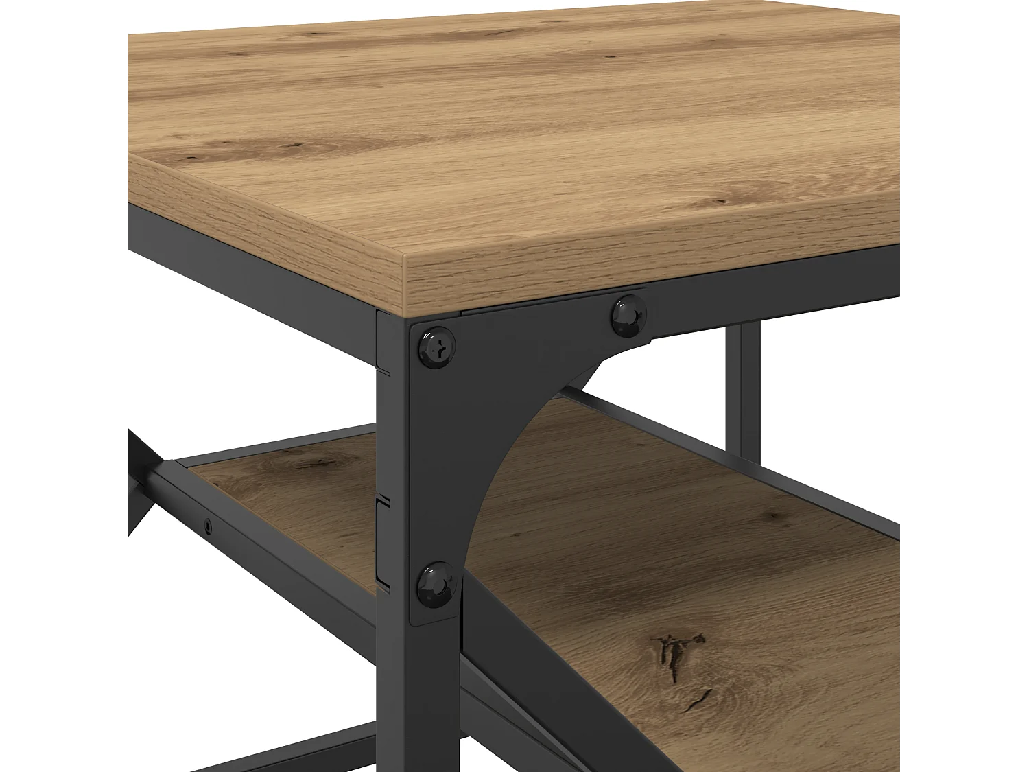 Table basse avec étagère en chêne, 51x50x40 cm, en bois d'ingénierie