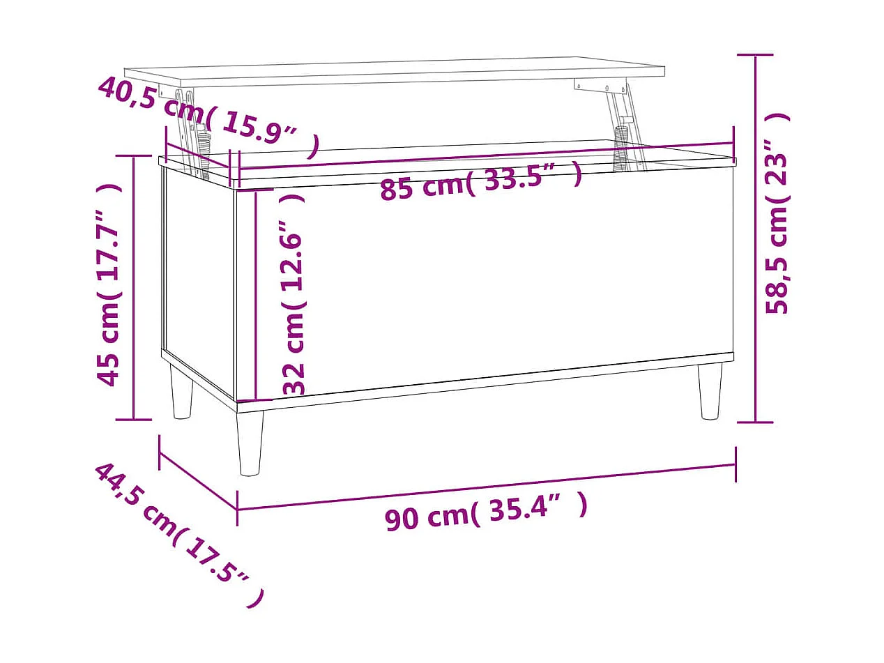 Table basse Chêne sonoma 90x44,5x45 cm Bois d'ingénierie