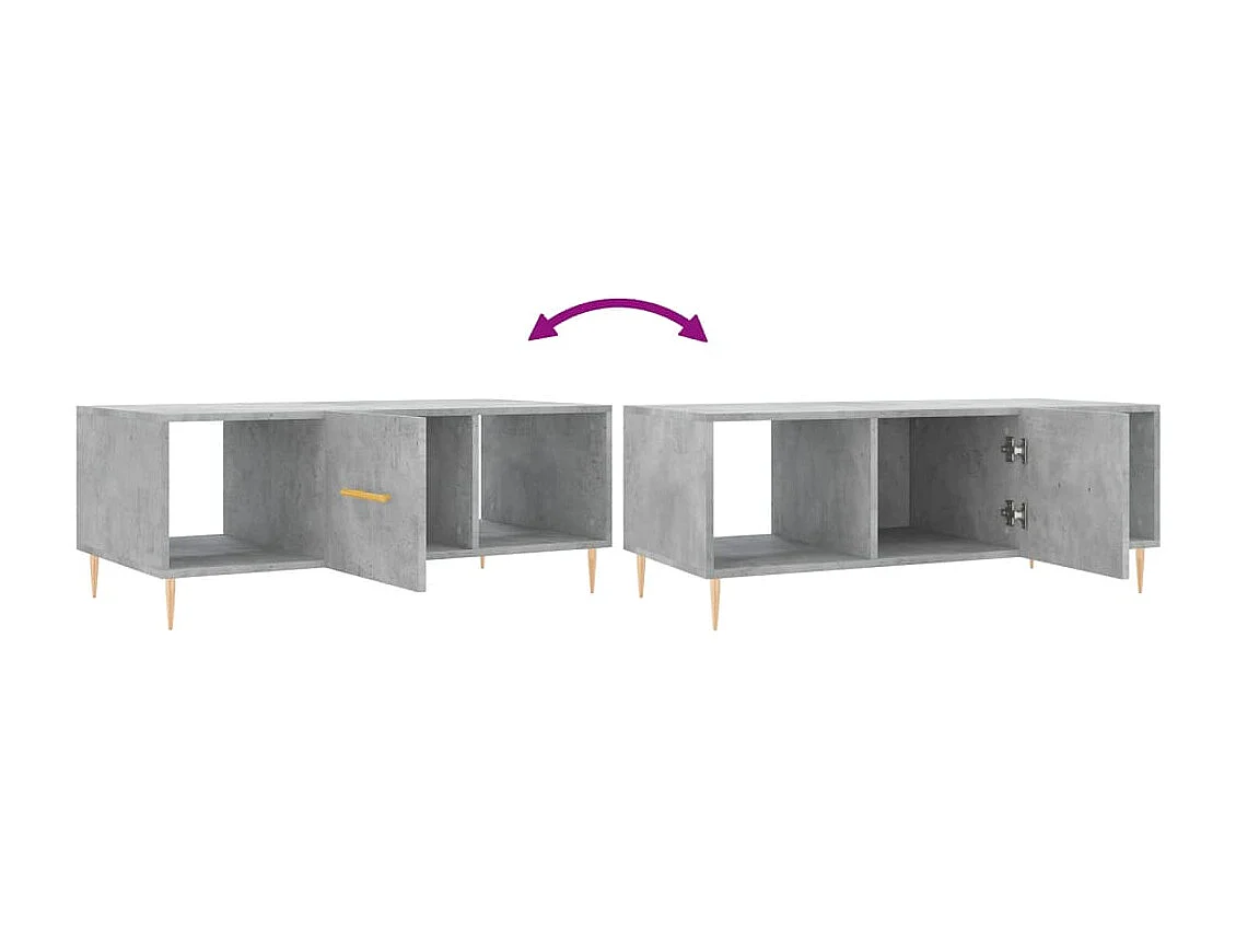 Table basse gris béton 102x50x40 cm bois d'ingénierie