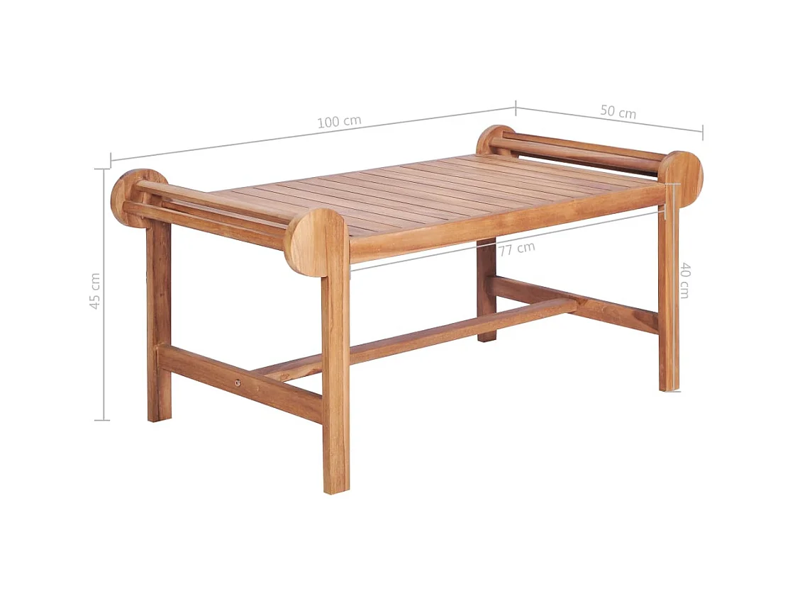Tavolino da caffè 100x50x45 cm Teak massello
