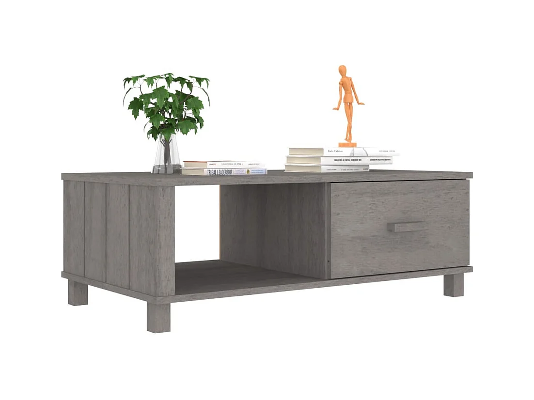 Table basse HAMAR Gris clair 100x55x35 cm Bois massif de pin