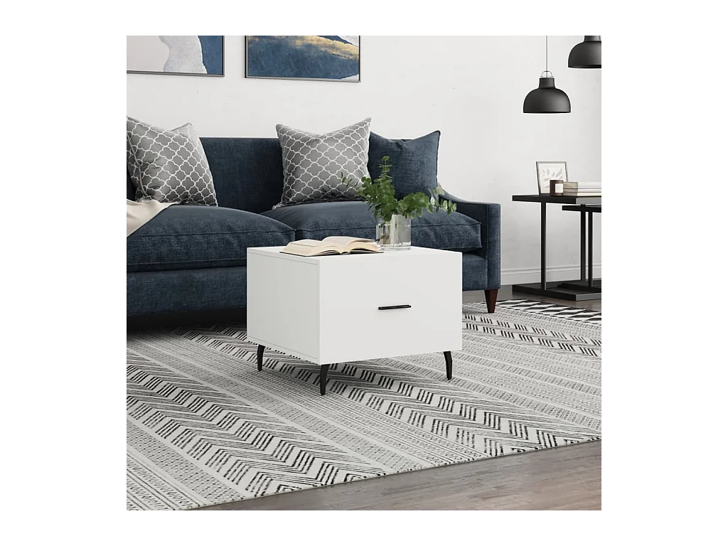 Table basse blanc 50x50x40 cm bois d'ingénierie