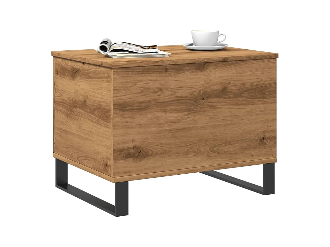 Handgefertigter Couchtisch aus Eiche 60x44,5x45 cm Holzwerkstoff
