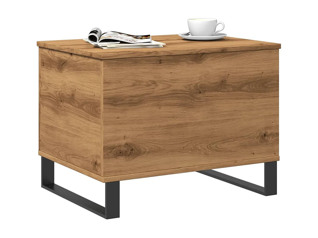 Handgefertigter Couchtisch aus Eiche 60x44,5x45 cm Holzwerkstoff