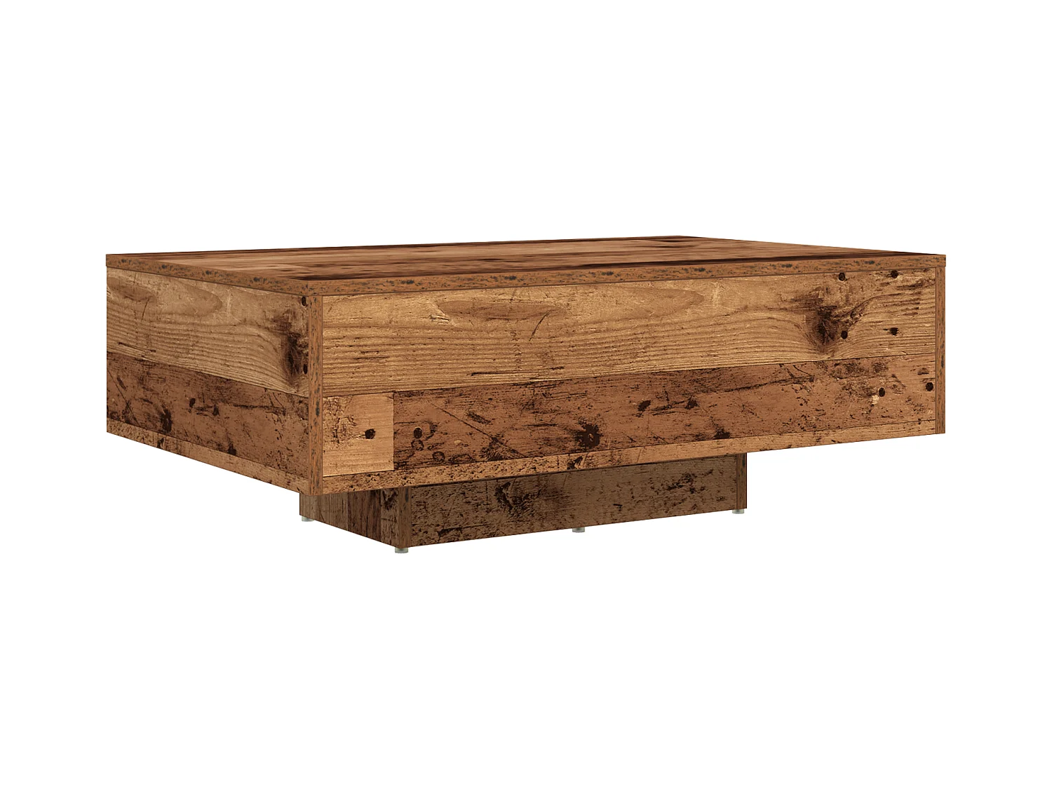 Table basse avec lumières LED en bois ancien 85x55x31 cm