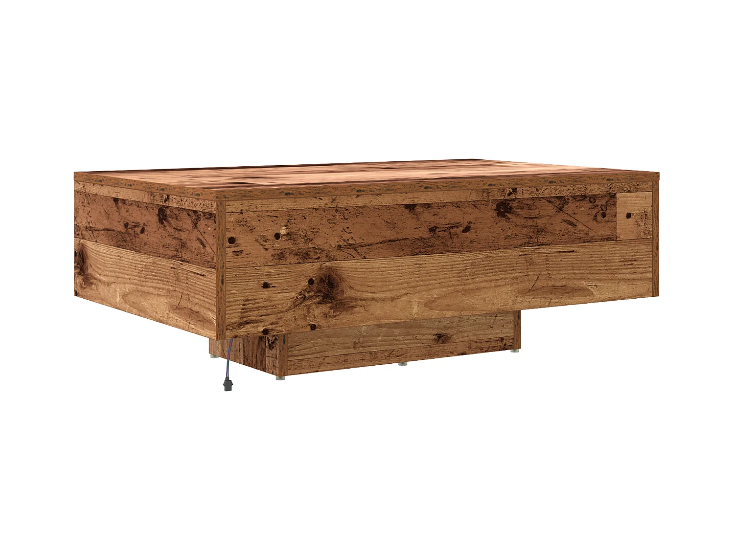 Table basse avec lumières LED en bois ancien 85x55x31 cm